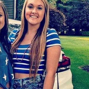 Blue and white crop top